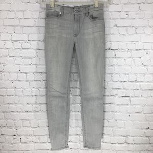 7FAM High Waist Cropped Skinny Grey Jeans